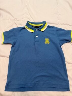 Psycho Bunny Blue Polo with Neon Yellow Trim